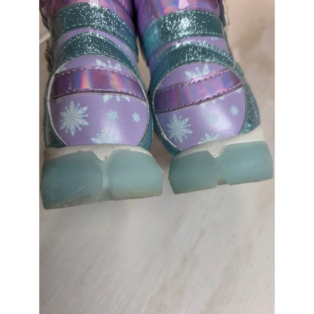 Disney Frozen 2 Elsa Anna Purple Iridescent Winter Boots Kids Size 7 FZA18X0006B